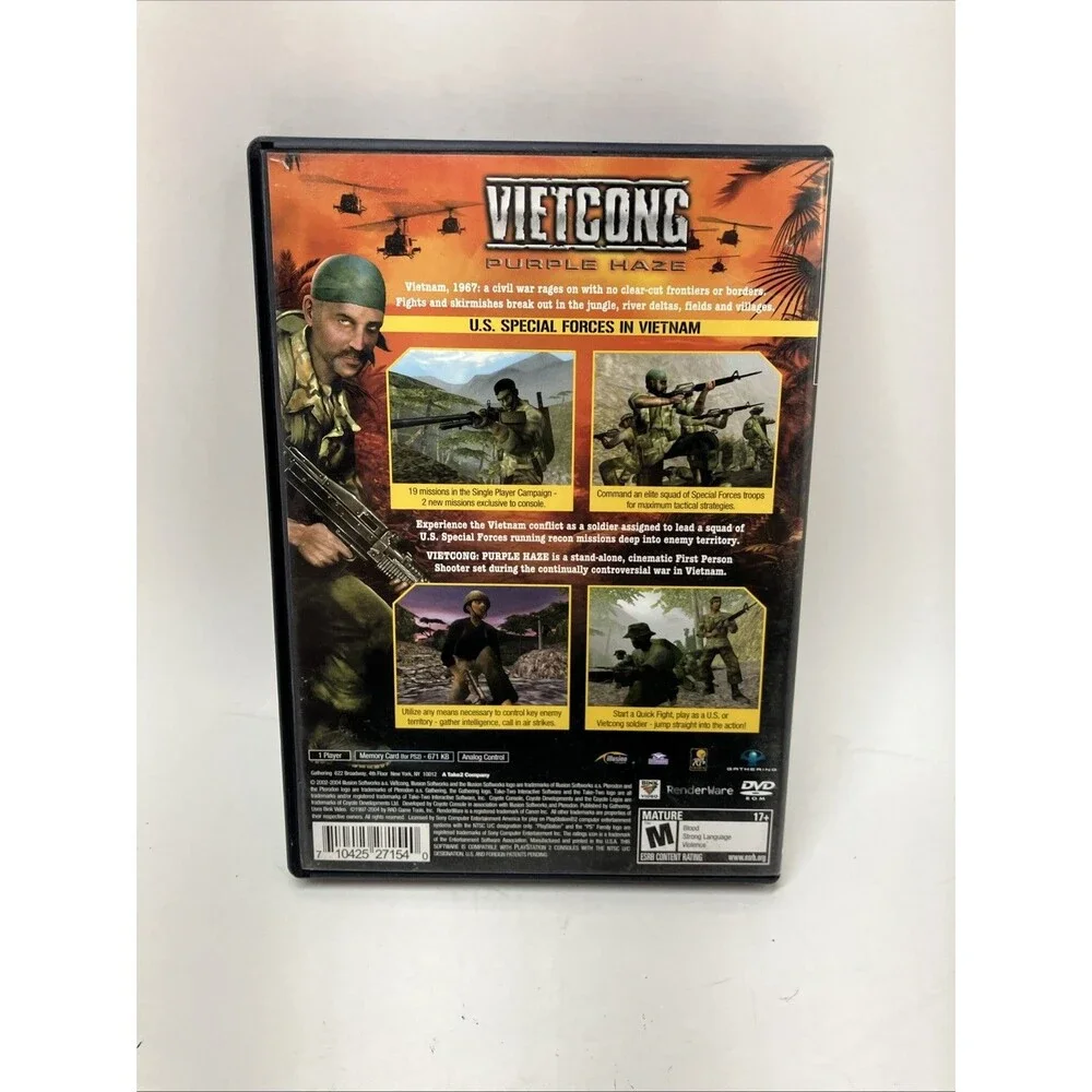 Vietcong Purple Haze (PlayStation 2 PS2) CIB, Complete, and tested.